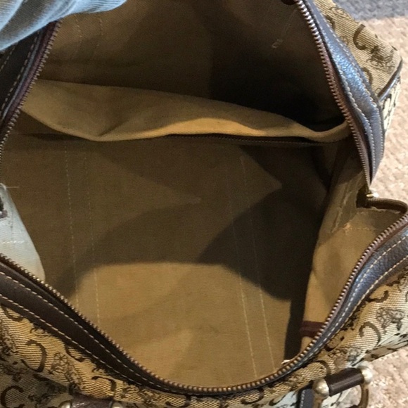 Vintage Celine Boston Bag Signature Canvas w/ Dark Brown Leather Trim EUC - Picture 5 of 5